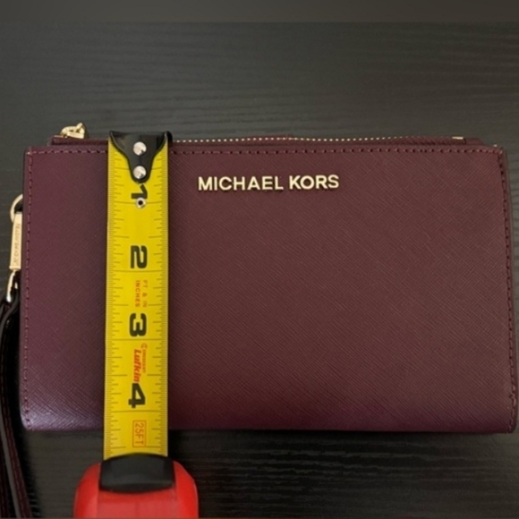 NWOT Michael Kors Maroon Double Zip Wristlet with Gold Accents - Picture 8 of 8